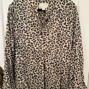 Caslon Leopard Print Jacket - Black and Cream
